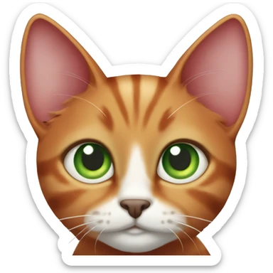 Red Flap-eared cat, green eyes sticker