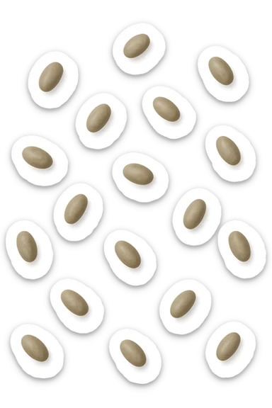 feci a palline leggermente allungate viste dall'alto sticker