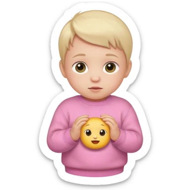 baby wearing a pink sweater sticker