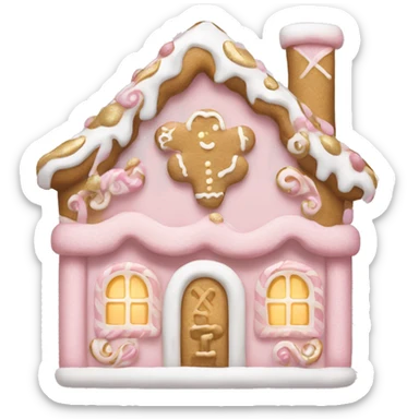 light pink and gold and white gingerbread house sticker
