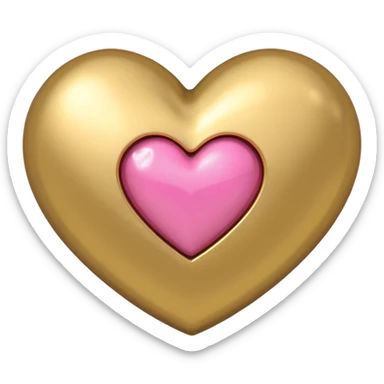 gold heart with one mini pink heart inside of it  sticker