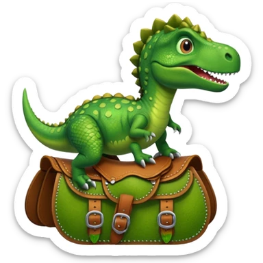 Dinosaur in saddle, front face sticker