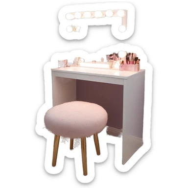 Vanity table with square led light mirror sticker
