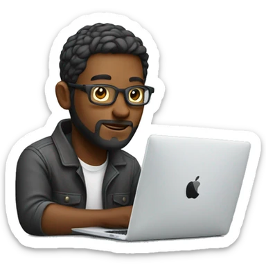 developer man working on macbook sticker