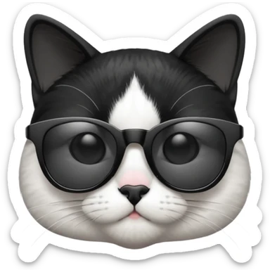 black and white Cat with sunglasses sticker