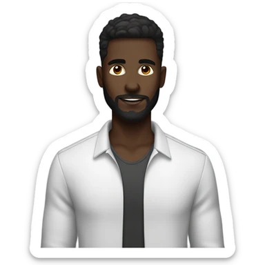 Handsome deep dark skin man with beard and high fade sticker