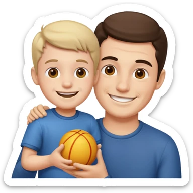 Uncle and nephew playing sticker