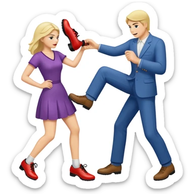 Woman hitting man with a shoe  sticker