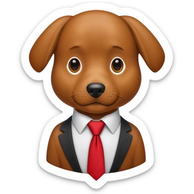 brown dog with red tie,white shirt sticker