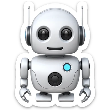 robot cartoon simple kid toy white innocent funny gudget friendly smiley round adorable music sticker