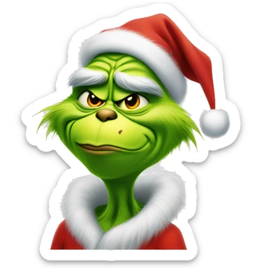 The grinch wearing Santa clothes sticker