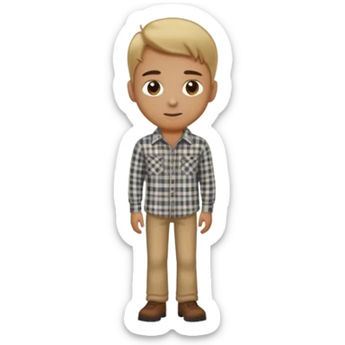 Short hair Dark blond man with hazel eyes in a plaid shirt full body sticker