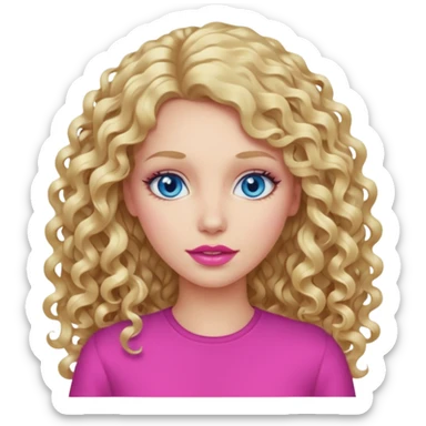 açık tenli  uzun kıvırcık sarı saçlı mavi gözlü   dudak rengi pembe yetişkin kadın bana emoji oluştur sticker