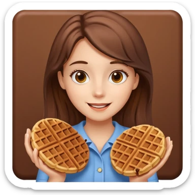 A happy girl with chocolate waffle in hand sticker