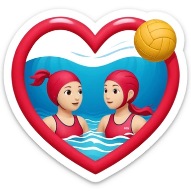 Natación  y voley en un corazón de color  sticker