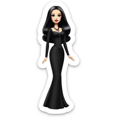 Principessa Barbie, teen Morticia Addams,cute,showing off, show full body, accessories  sticker