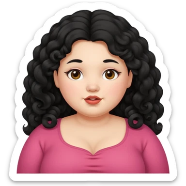 Curly long black haired chubby fair girl sticker