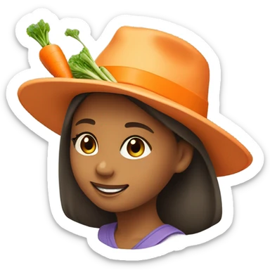 farmer girl in hat carying carrots sticker