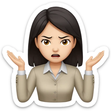 mad asian women office worker sticker