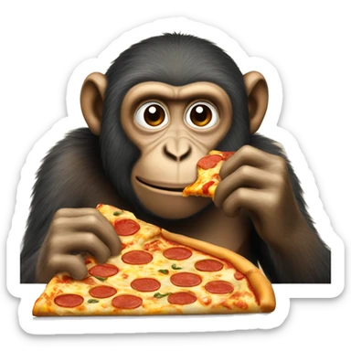 Monkey eating pizza sticker