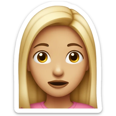 girl biting her lip because shes nervous and shy sticker