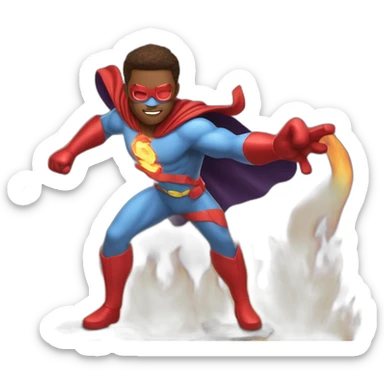 Super hero has a fire power to his hands and body sticker