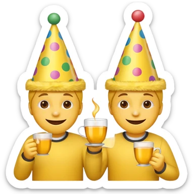 Two celebration emojis drinking tea  sticker