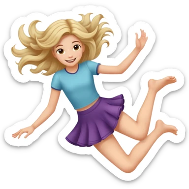 Teenager smiling laying down while twirling her hair in her fingers and kicking her feet around  sticker