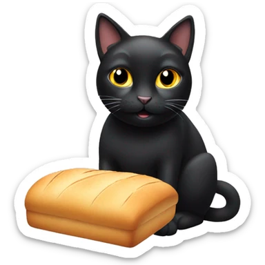 black cat with bread around its head sticker