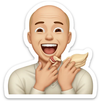 A man choking himself laughing  sticker