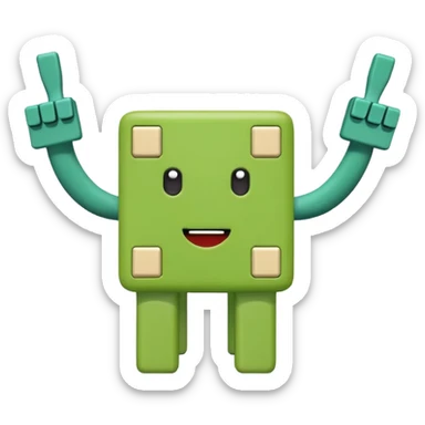 Green square shaped character with a means it's numberblocks four sticker