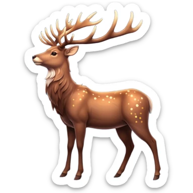 Celestial Stag emoji – full body, majestic stag with tall glowing antlers shaped like constellations, starry highlights on body, slight side angle sticker