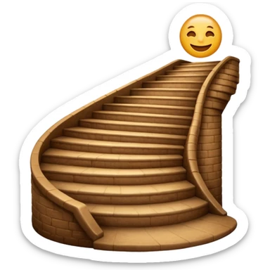 Shit emoji smiling with background: heaven stairs and light sticker