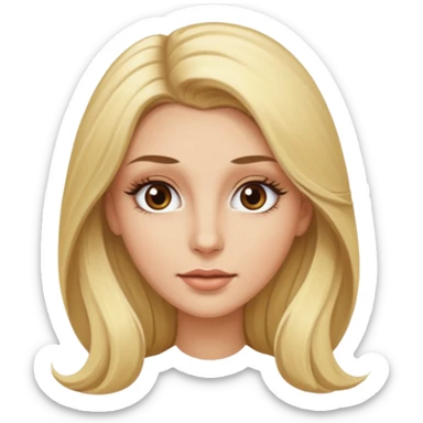 Blonde woman with long hair Light brown eyes, huge eyelashes and white skin sticker