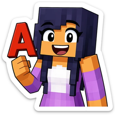 Edit the original Minecraft cartoon style character to hold a letter or a number in their hand. Keep the original pose and style exactly the same, only add the letter or number as if the character is holding it. Do not change anything else about the character or background. sticker