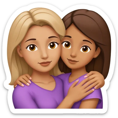 MADRE Y SU HIJA COLOR PIE CANELA ABRAZANDOE sticker