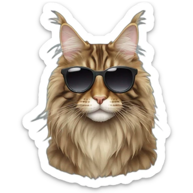 Tabby maine coon with sunglasses sticker