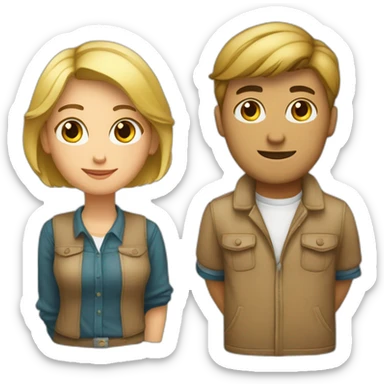 Pareja chica rubia y hombre castaño sticker