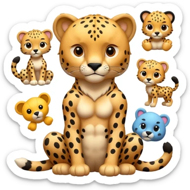 cheetah with a body and toys sticker