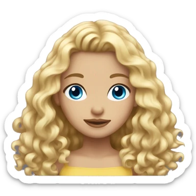 Short girl with long curly blonde hair and blue eyes sticker
