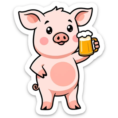 Pig with beer sticker