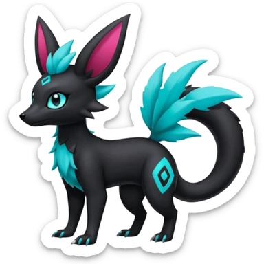 Shiny Dark Edgy Gothic Gloomy Futuristic Salandit-Umbreon-Shaymin-Delcatty-Hybrid (Full body) sticker