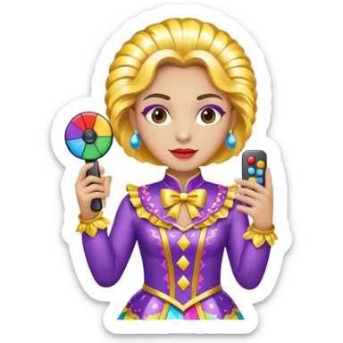 Uma pessoa com um controle remoto na mão e vestida de fantasia de carnaval sticker