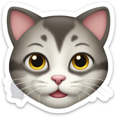 cartoony cat with a “:3” for a face instead of regular features sticker