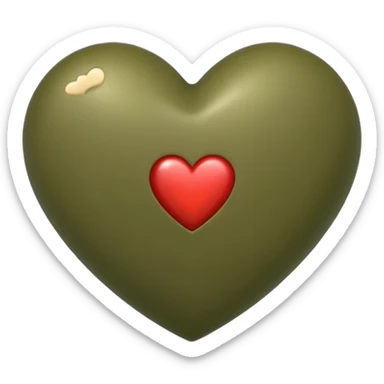khaki green heart with small brown heart sticker