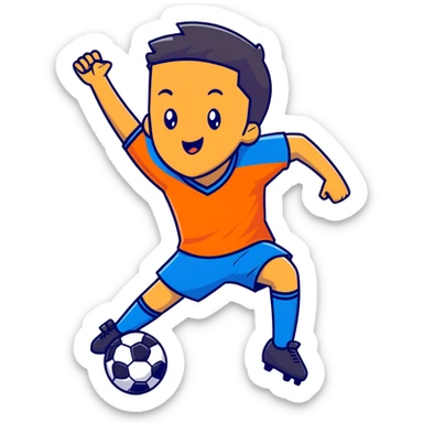 Soccer defender in blue jersey celebrating sticker