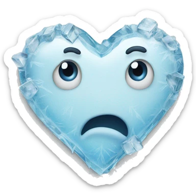 frozen break heart. made of ice  sticker