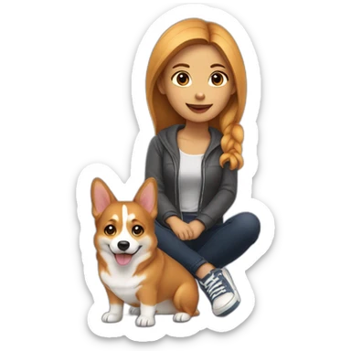 mobile girl mim with corgi sticker