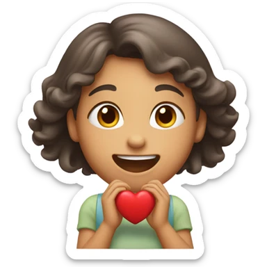 Girl giving her friend her heart and saying love you sticker