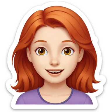 a young red-haired girl with an emotion of joy sticker